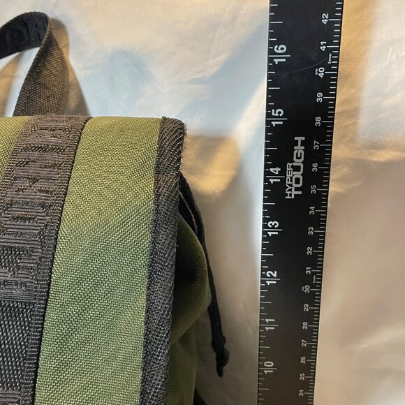 Retro Bjorn Borg Dark Green & Black Canvas Backpack With Striped Design and Pock - Picture 6 of 14